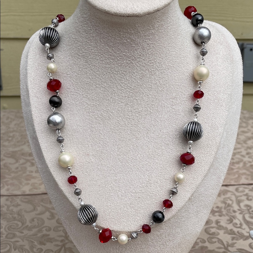 Premier Designs Red, Silver Necklace
